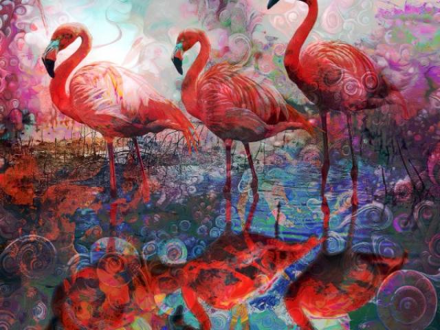 Exposition Artistique : Créations Animalières Uniques - Série Flamands roses